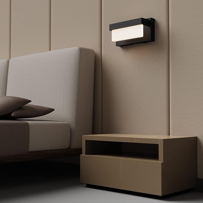Wall Sconce Black Wall Light with On/Off Switch 8 inch LED Wall Lamp Acrylic Lampshade 4000K Sconce Wall Lighting