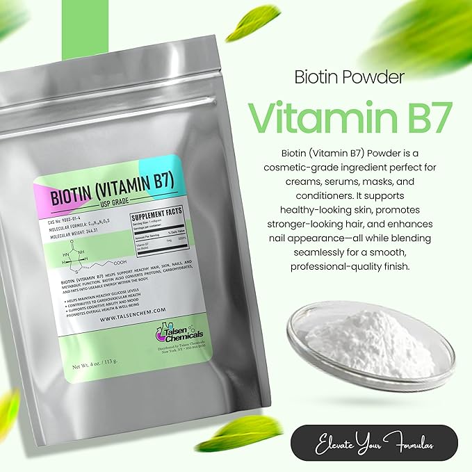 Biotin (Vitamin B7) Powder Vitamin B7 Powder for Hair, Skin, and Nail Health, Biotin Vitamin Non-GMO, Gluten-Free (8 Ounce / 226 Grams)