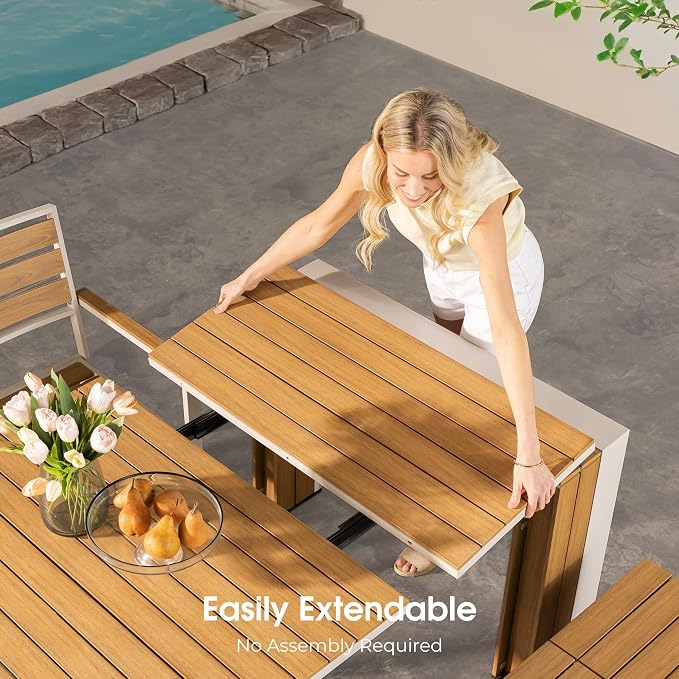 Transformer Table - Extendable Outdoor Dining Set up to 12, Expandable Patio Table, Weather-Resistant Patio Furniture, Space-Saving Sturdy Outdoor Table, Light Oak, Natural (Table Only)