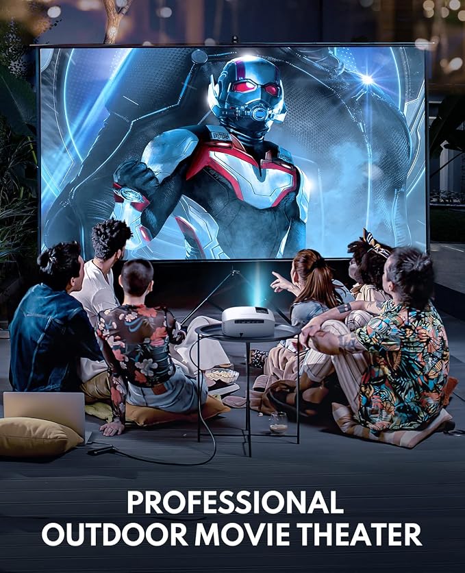 GooDee 4K Smart Projector with 5G WiFi and Bluetooth, Dolby Audio 400" Outdoor Movie Projector for Home Theater, Compatible with TV Stick, iOS, Android