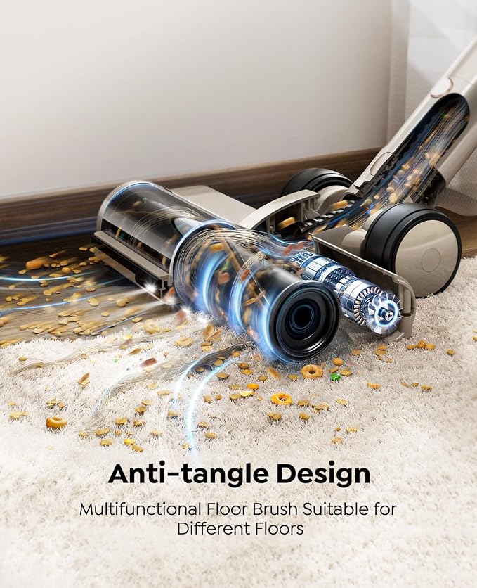 Cordless Vacuum Cleaner,80Mins/50kpa/600W Vacuum Cleaners for Home,Stick Vacuums with Self-Standing,Touch Screen,LED Headlights, Anti-Tangle,Rechargeable,Lightweight,for Carpet,Hard Floor, Pet Hair