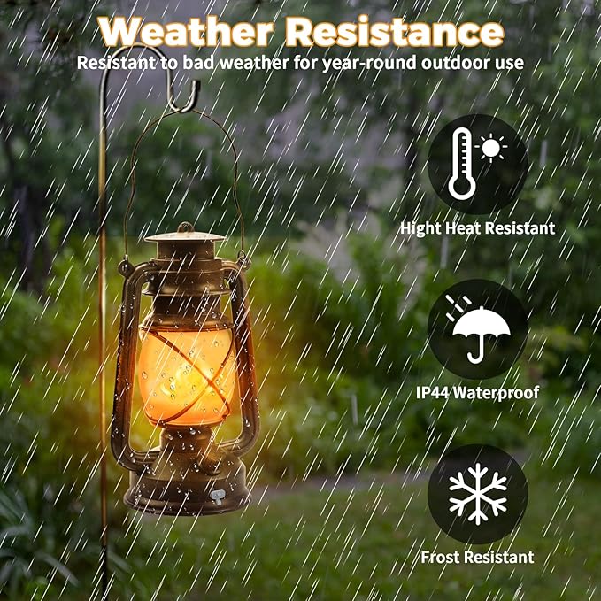 Wondrastical 2 Pack Bronze Vintage 4 Modes LED Lanterns，Rechargeable Flickering Flame Lights Decorative Outdoor&Indoor, Remote Control Waterproof Hanging Lantern for Camping,Patio Garden Pathway