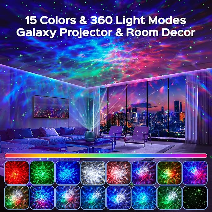 Galaxy Projector for Bedroom Star Projector for Bedroom,15-Color 15 White Noise Sound Machine for Sleep Galaxy Light Projector for Bedroom,Bluetooth Ceiling Star Lights for Bedroom,Teen Girl Gifts Boy