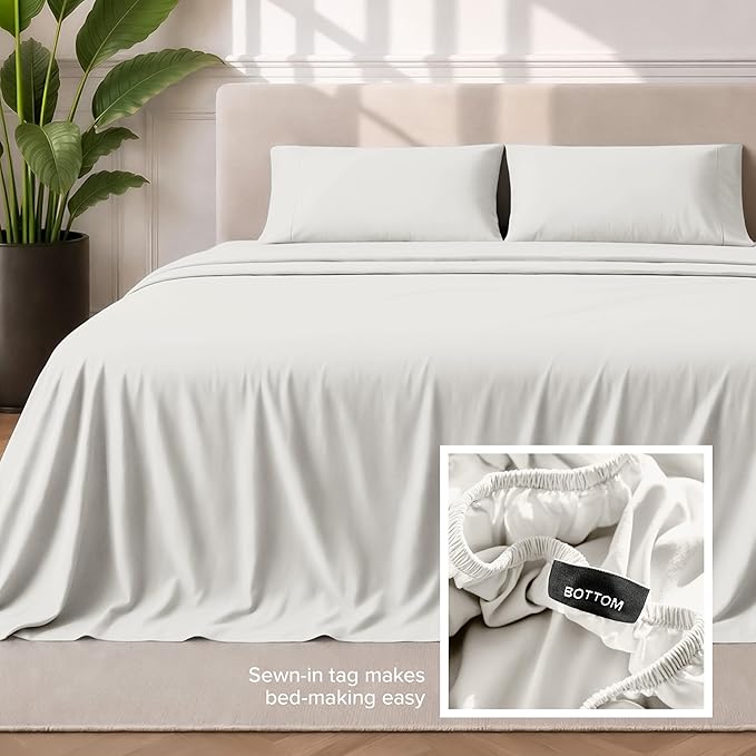 Bare Home California King Sheet Set - 1800 Ultra-Soft Microfiber Cal King Bed Sheets - Double Brushed - Deep Pockets - Easy Fit - 4 Piece Set - Bed Sheets (California King, Cream)