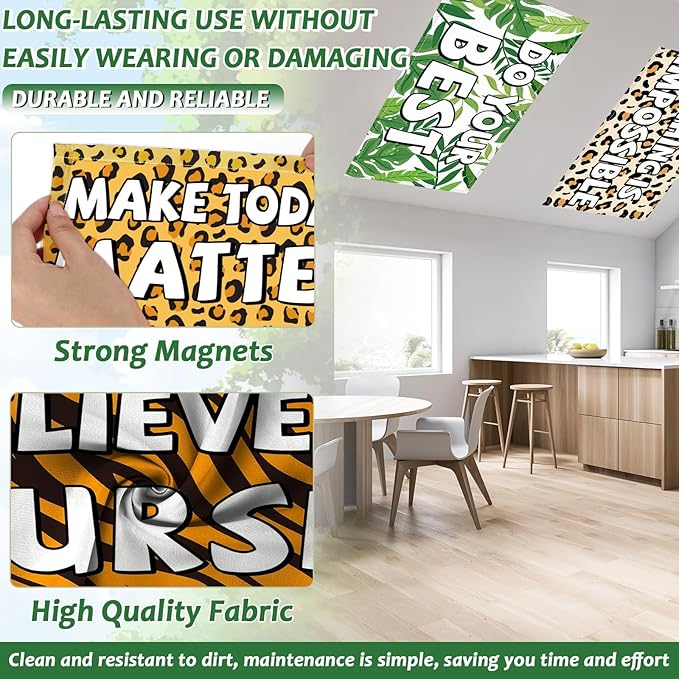 Wiooffen 8Pcs Fluorescent Light Covers for Classroom Ceiling Light 4x2Ft Positive Magnetic Lights Cover Filter Easy Install for Back to School Office Hospital Ceiling Supply (Animal Print)
