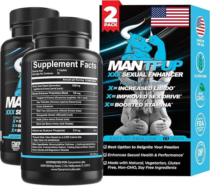 MANTFUP Daily Sexual Enhancer for Men | Boost Libido, Testosterone & Performance, Fast-Acting Enhancement | Potenciadores de Testosterona (2 Month)