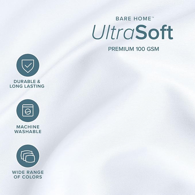 Bare Home Full XL Sheet Set - 1800 Ultra-Soft Microfiber Full Extra Long Bed Sheets - Double Brushed - Deep Pockets - Easy Fit - 4 Piece Set - Bedding Sheets & Pillowcases (Full XL, White)