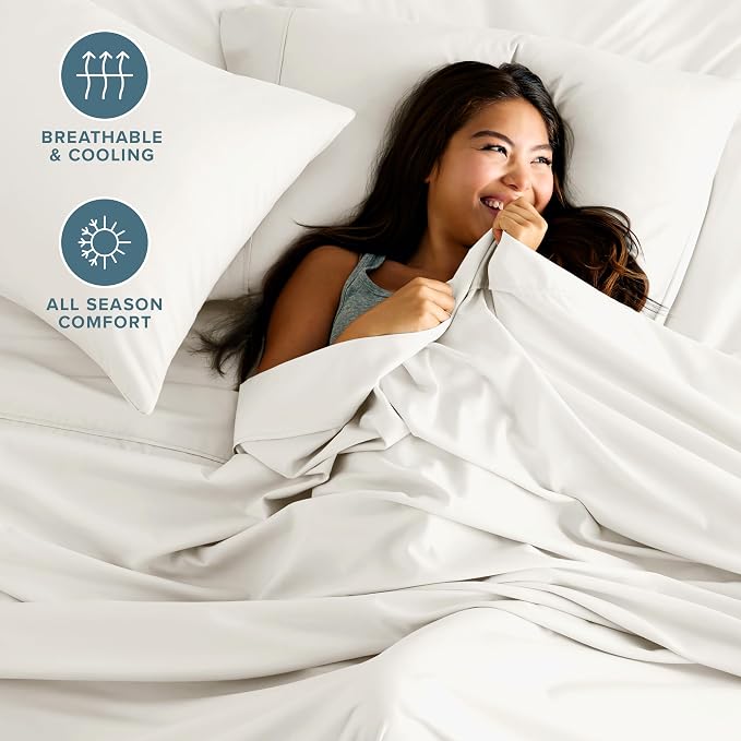 Bare Home Queen Sheet Set - 1800 Ultra-Soft Microfiber Queen Bed Sheets - Double Brushed - Deep Pockets - Easy Fit - 4 Piece Set - Bedding Sheets & Pillowcases (Queen, Cream)