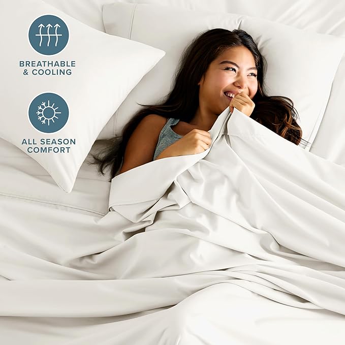 Bare Home California King Sheet Set - 1800 Ultra-Soft Microfiber Cal King Bed Sheets - Double Brushed - Deep Pockets - Easy Fit - 4 Piece Set - Bed Sheets (California King, Cream)