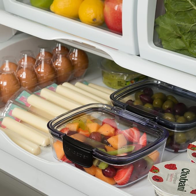 Progressive Prokeeper + Deli Storage Set: Air-Tight Silicone Sealed Containers w Grooved Bottom, Dry Erase Lid, BPA-Free, Stackable, Keeps Meats & Cheeses Fresh Longer, PKS-705C Mini Deli 0.69L