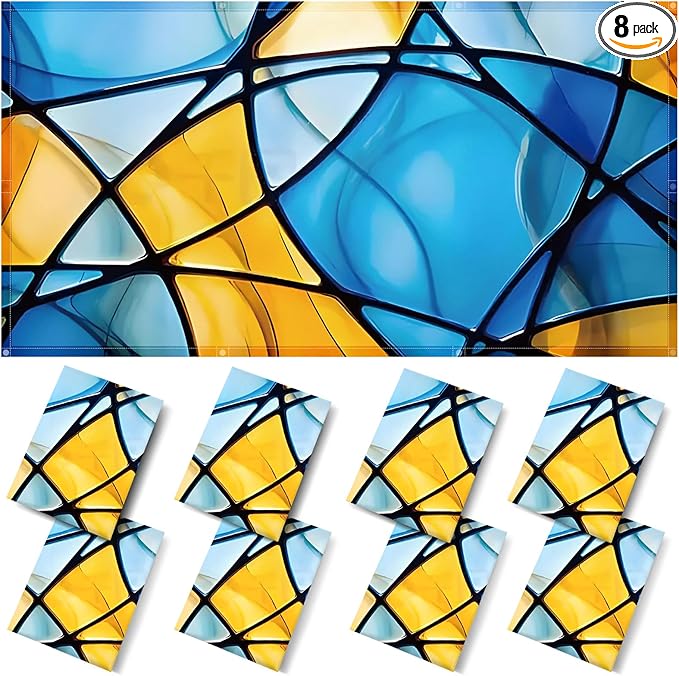 ANGSYLTH 8 Pcs Fluorescent Light Covers - 4 x 2 Feet Covers for Ceiling Lights, 8 x 10 Magnetic Light Filters for Classroom, Office, Hospitals (Colorful Art)