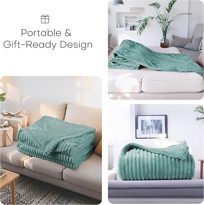 Electric Heated Blanket 50"x60" Throw Size with Cozy Flannel, 6 Heat Settings & 3 Hours Auto Off, Soft & Cozy Warming Throw for Home, Office, or Bed, Machine Washable, Bean Green