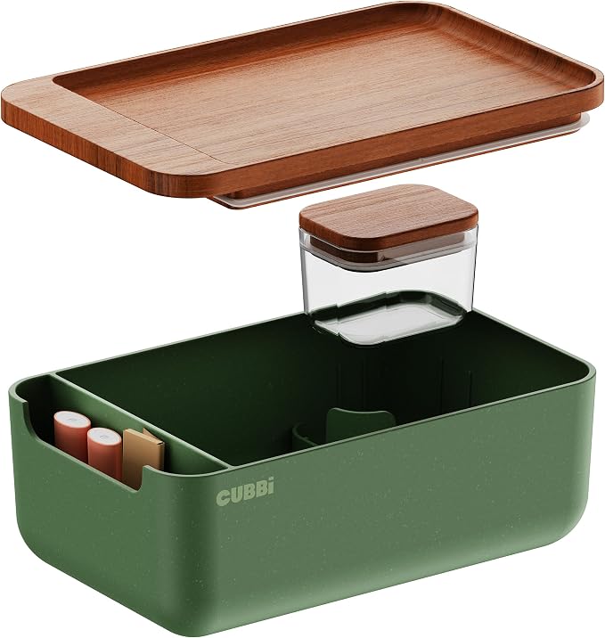 Cubbi - Airtight Box with Tray - Silicone Seals - 100% Air-Tight Storage Box with Accessories – Green