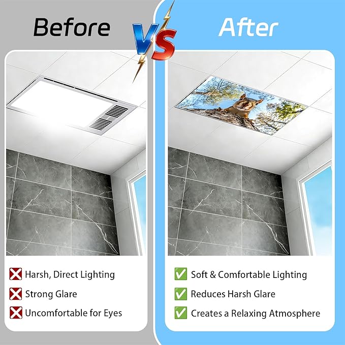4 Pack 2x4 FT Magnetic Fluorescent Light Covers, Ceiling Light Filters for Classroom Office Home Hospital, Easy Install Decorative Drop Ceiling Panels