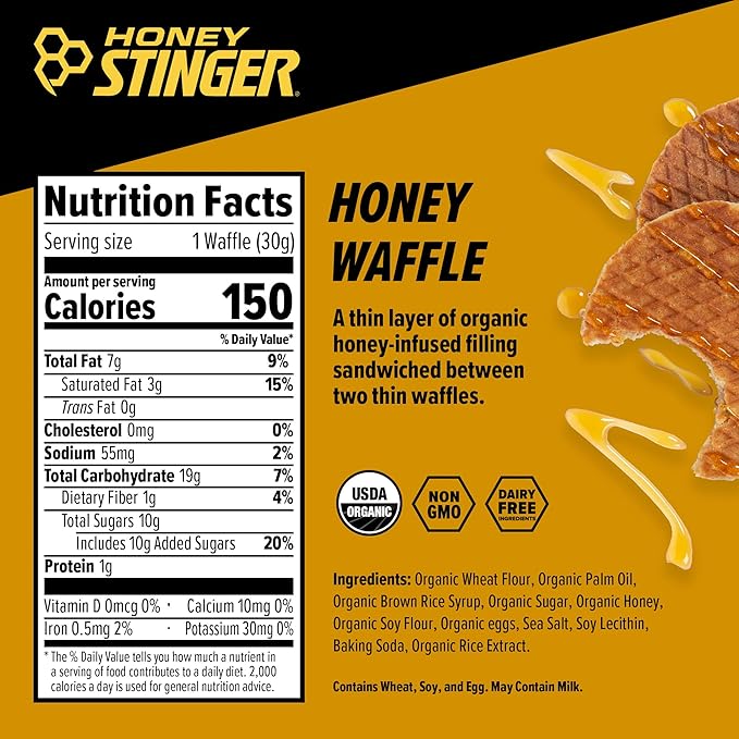 Honey Stinger Organic Energy Waffle Variety Pack of 18, 12 Honey Waffles and 6 Vanilla, Nutritious Stroopwafel Snack for Exercise, Endurance and Performance