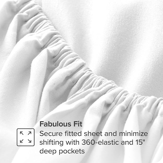 Bare Home Queen Sheet Set - 1800 Ultra-Soft Microfiber Queen Bed Sheets - Double Brushed - Deep Pockets - Easy Fit - 4 Piece Set - Bedding Sheets & Pillowcases (Queen, White)