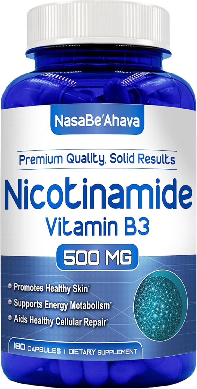 Vitamin B3 Nicotinamide 500mg Capsules | NAD+ Precursor and Longevity with Nicotinamide Form of Vitamin B3 Niacin Flush Free for Aging Skin Energy & Cellular Support | Made in the USA (180 Day Supply)