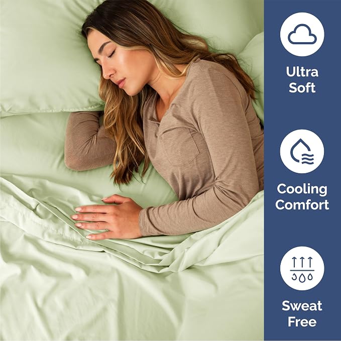 Queen 6 Piece Sheet Set - Comfy Breathable & Cooling - Ultra-Soft Hotel Luxury Bedding Set w/ 8-16 Inch Deep Pockets - 1 Flat & 1 Fitted Sheet & 4 Pillowcases - Wrinkle Free & Easy Care - Light Sage