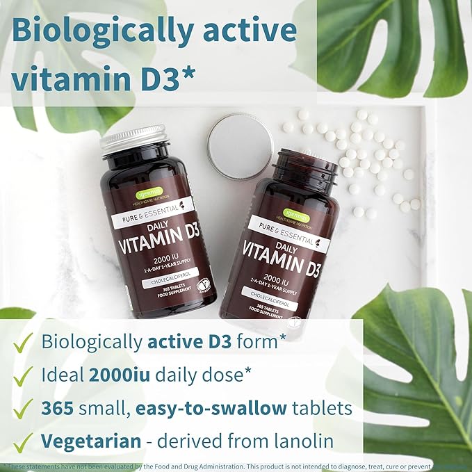 Igennus Daily Vitamine D3 + Complexe Triple Vitamine K Haute Résistance, 2000iu Cholécalciférol + 2700mcg Vitamines K1 et K2 (MK-4 et MK-7) Bioactives Avancées