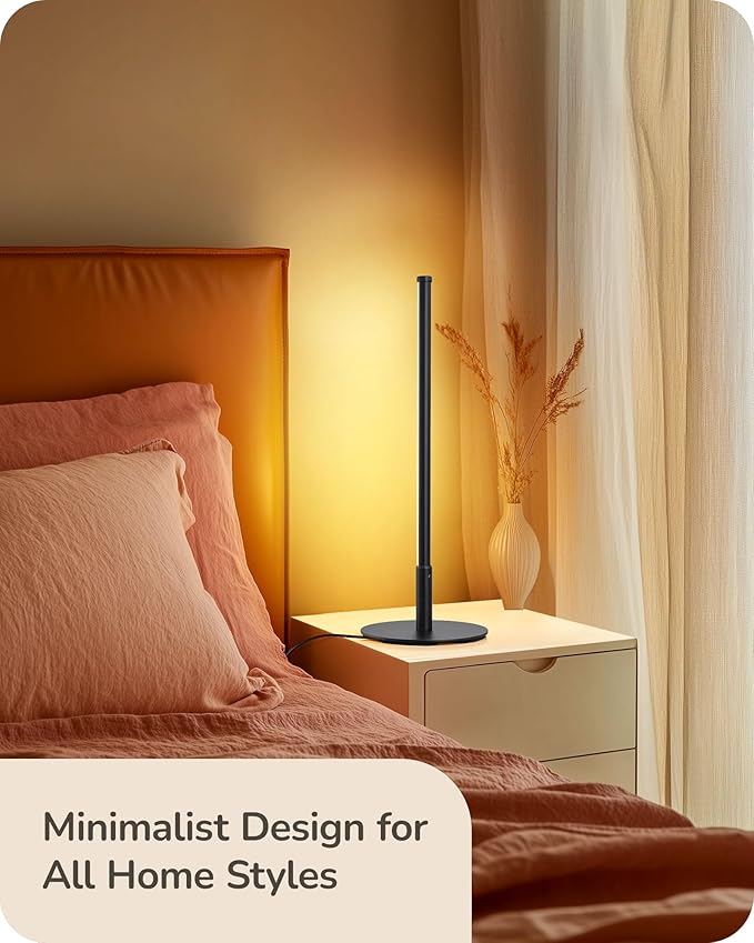 EDISHINE Upgraded LED Table Lamp, Stepless Dimmable Bedside Lamp with 3 Color Temperature, Modern Nightstand Lamp, Desk Lamp for Bedroom, Living Room, Corner, Gift, Metal Finish, Black, 6W