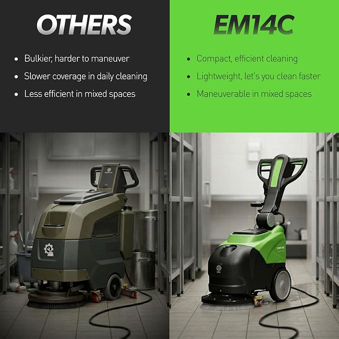 IPC Eagle EM14C Walk Behind Floor Scrubber - 110V-Powered | Commercial Auto Scrubber with 14" Cleaning Path