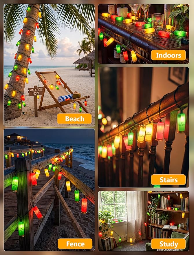 Multicolor Shotgun Shell String Lights Plug in, 8.5Ft Outdoor Christmas Decorations Lights with 10 LED 3D Bullets Lights, Hanging Novelty Bullets Shell Light for Outdoor Patio Garden Backyard Party