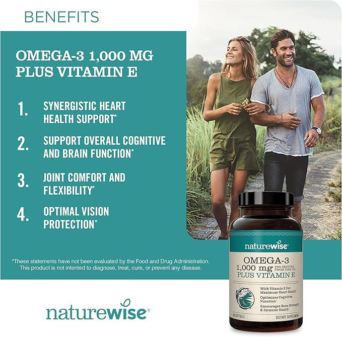 NatureWise Vitamine D3 5000 UI (125 mg) 360 capsules + Huile de poisson Oméga-3 1000 mg avec Vitamine E 180 capsules - Lot pour le soutien de l'immunité, des os et de la santé cardiaque - Sans gluten, sans OGM, gélatine Halal