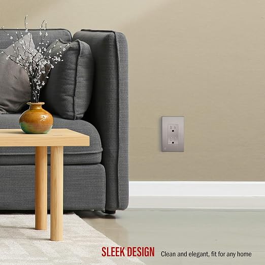 ENERLITES Elite Series Decorator Receptacle Outlet Child Safe Tamper-Resistant, Gloss Finish, Self-Grounding, Residential Grade, 15A 125V Standard Electrical Wall Outlet, UL Listed, Nickel (10 Pack)
