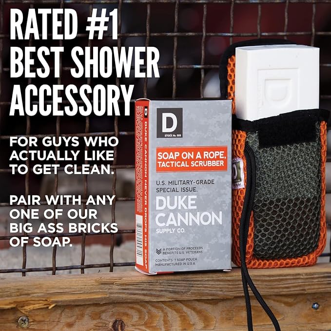 Duke Cannon Tactical Scrubber Soap Pouch - U.S. Military-Grade, Coarse and Soft Mesh, 550 Paracord, Shower Hygiene Essential for Men's Bar Soap