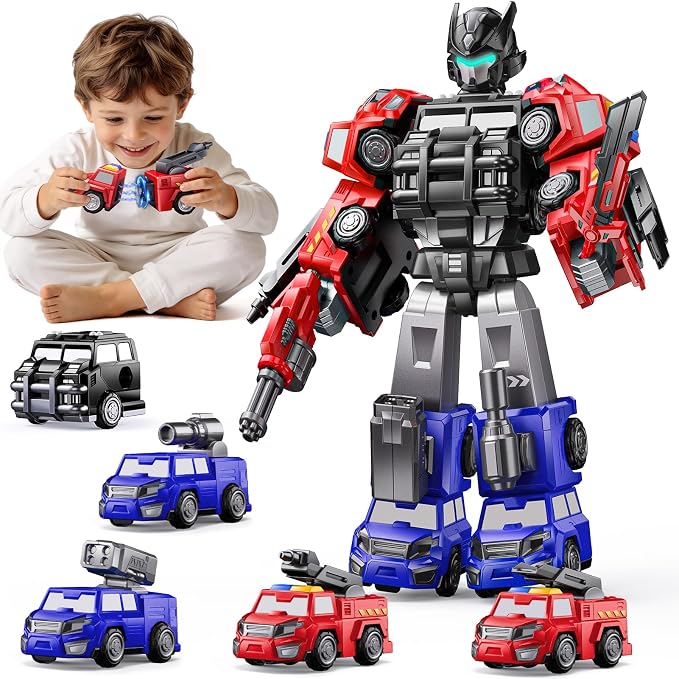 Gifts for 3 4 5 Year Old Boys, Toys for 3 4 5 Year Old Boys, 5-in-1 Transform Robot Toys for Boys 4-6, Easy DIY Assembly, 3 4 5 Year Old boy Birthday Gifts, Ideals Toys for Boys, Kids Toys