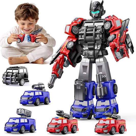 Gifts for 3 4 5 Year Old Boys, Toys for 3 4 5 Year Old Boys, 5-in-1 Transform Robot Toys for Boys 4-6, Easy DIY Assembly, 3 4 5 Year Old boy Birthday Gifts, Ideals Toys for Boys, Kids Toys