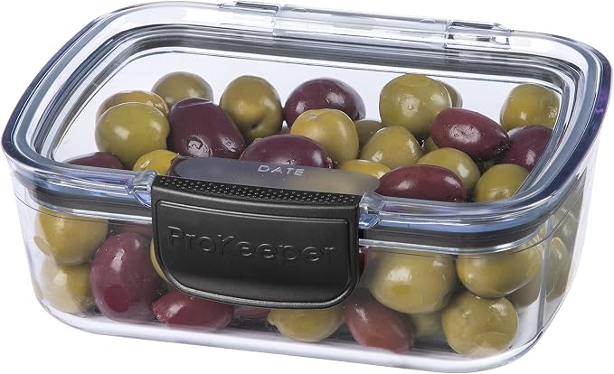 Progressive Prokeeper + Deli Storage Set: Air-Tight Silicone Sealed Containers w Grooved Bottom, Dry Erase Lid, BPA-Free, Stackable, Keeps Meats & Cheeses Fresh Longer, PKS-705C Mini Deli 0.69L