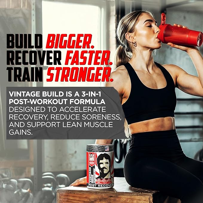 Old School Labs Vintage Build Post-Workout Recovery Powder Drink with BCAAs, Creatine & L-Glutamine to Support Muscle Recovery & Strength for Men & Women – Juicy Watermelon, 30 Servings
