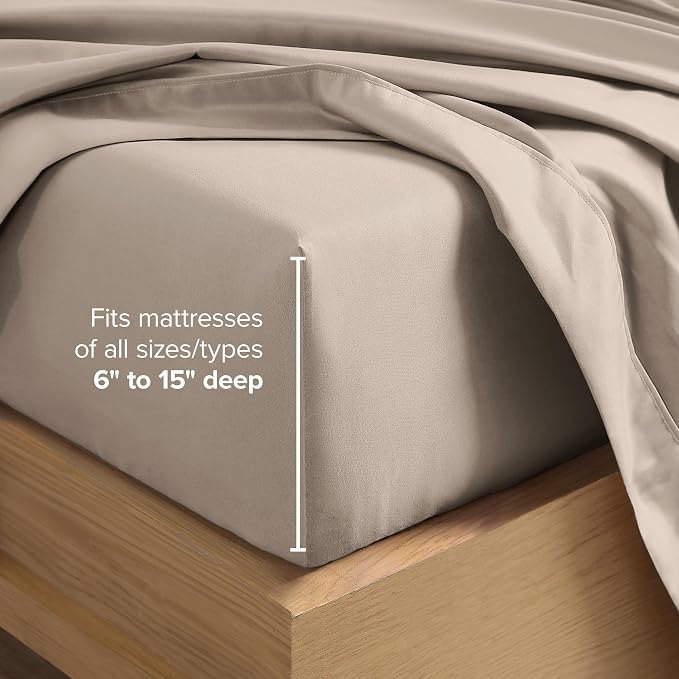 Bare Home Twin Sheet Set - 1800 Ultra-Soft Microfiber Twin Bed Sheets - Double Brushed - Deep Pockets - Easy Fit - 3 Piece Set - Bedding Sheets & Pillowcases (Twin, Pebble)