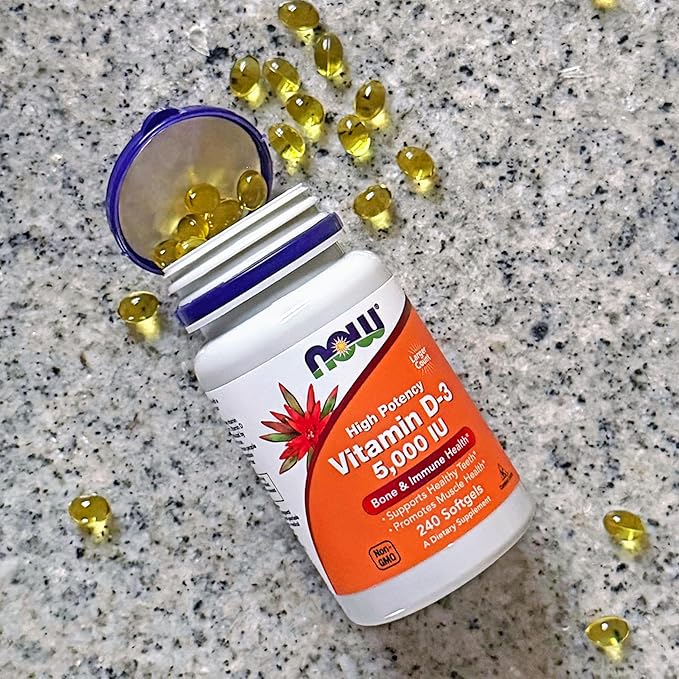 NOW Foods Compléments, Vitamine D-3 5 000 UI, Haute Puissance, Soutien structurel*, 240 Gélules molles