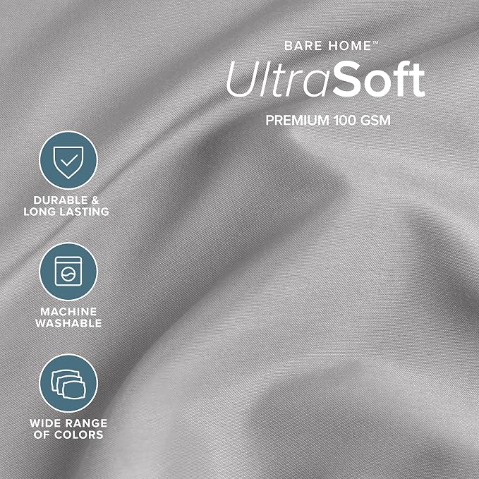 Bare Home Split California King Sheet Set - 1800 Ultra-Soft Microfiber Bed Sheets - Double Brushed - Deep Pockets - Easy Fit - 5 Piece Set - Bed Sheets (Split Cal King, Light Grey)