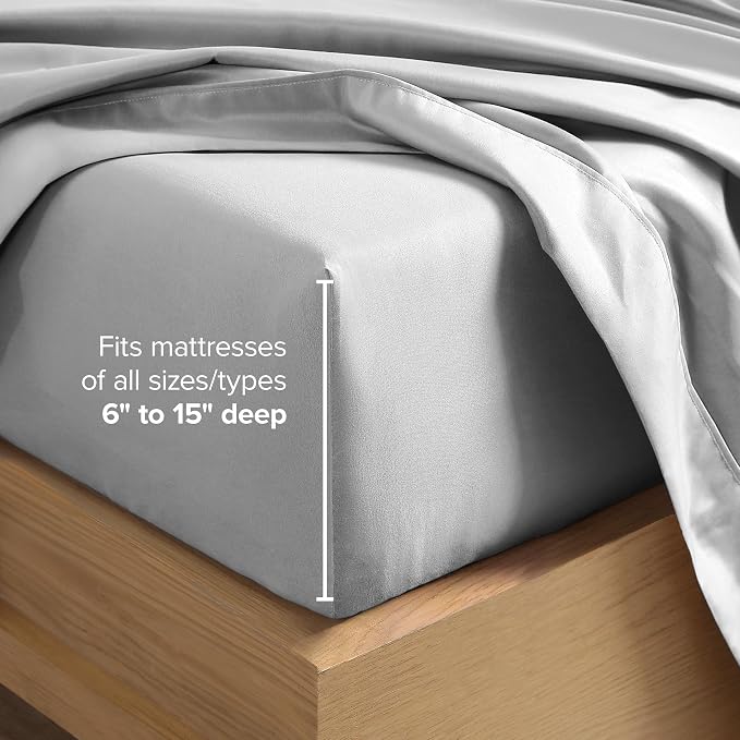 Bare Home Split King Sheet Set - 1800 Ultra-Soft Microfiber Bed Sheets - Double Brushed - Deep Pockets - Easy Fit - 5 Piece Set - Bedding Sheets & Pillowcases (Split King, Cloud Grey)