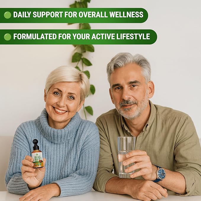 Liquid Vitamin D3 K2 Drops 10000 IU with Walnut Oil – High Potency Liquid Vitamin D3 with Vitamin K2 (MK7) 200 mcg | D3 K2 Supplement for Men & Women | Bones, Muscles & Immune Support | Non-GMO