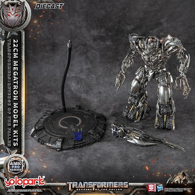 YOLOPARK Megatron Transformers Toys Revenge of the Fallen Action Figure - Diecast Version,AMK PRO Series 8.66 Inch Highly Articulated Transformers Model Kit for Ages 15 and Up,No Converting