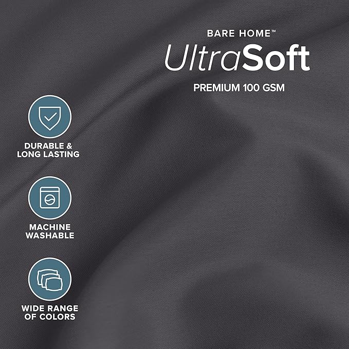 Bare Home Full XL Sheet Set - 1800 Ultra-Soft Microfiber Full Extra Long Bed Sheets - Double Brushed - Deep Pockets - Easy Fit - 4 Piece Set - Bedding Sheets & Pillowcases (Full XL, Forged Iron Grey)