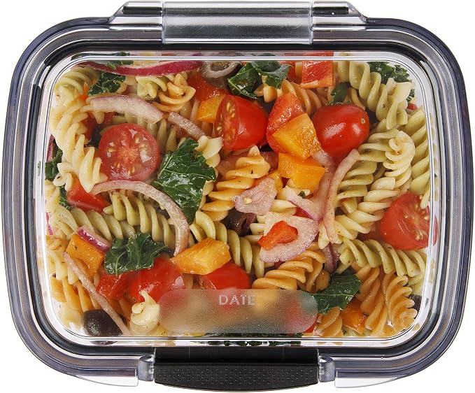 Progressive Prokeeper + Deli Storage Set: Air-Tight Silicone Sealed Containers w Grooved Bottom, Dry Erase Lid, BPA-Free, Stackable, Keeps Meats & Cheeses Fresh Longer, PKS-706C Tall Deli 1.65L