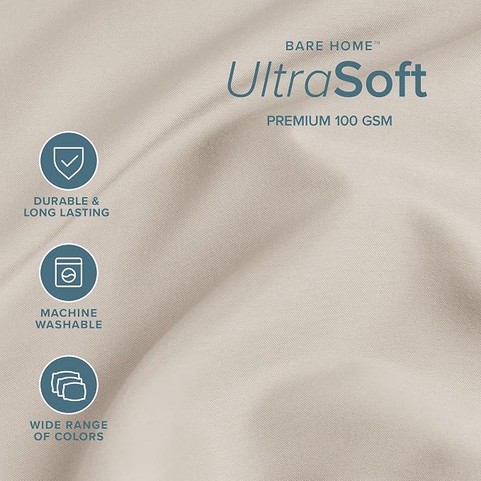 Bare Home Split King Sheet Set - 1800 Ultra-Soft Microfiber Bed Sheets - Double Brushed - Deep Pockets - Easy Fit - 5 Piece Set - Bedding Sheets & Pillowcases (Split King, Wheat)