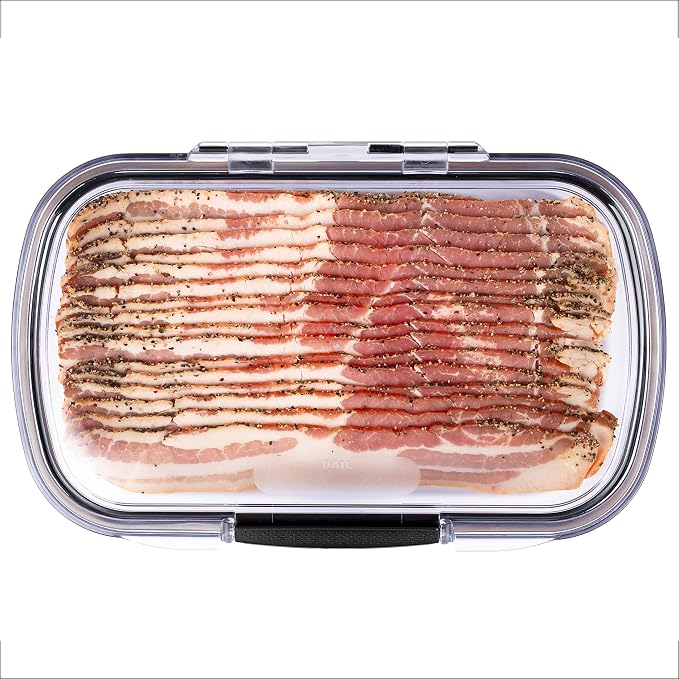 Progressive Prokeeper + Deli Storage Set: Air-Tight Silicone Sealed Containers w Grooved Bottom, Dry Erase Lid, BPA-Free, Stackable, Keeps Meats & Cheeses Fresh Longer, PKS-700C Deli 1.65L