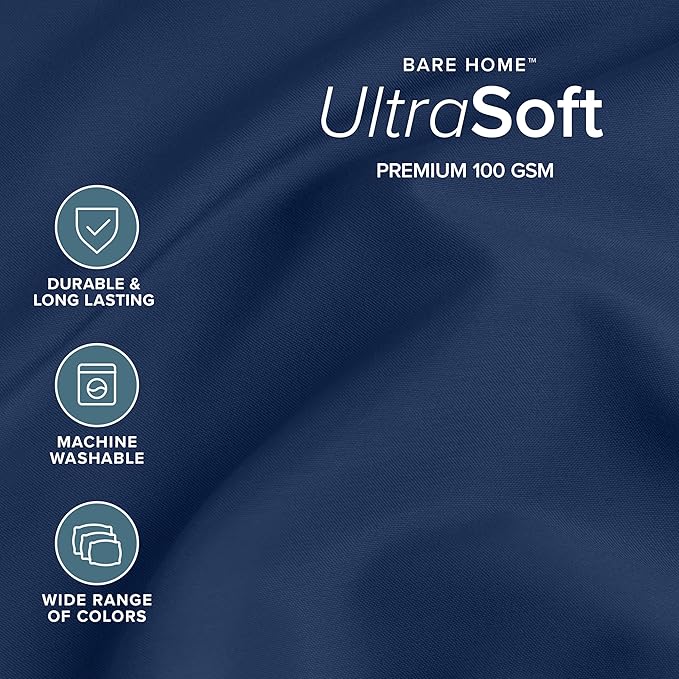 Bare Home Short Queen Sheet Set - 1800 Ultra-Soft Microfiber Bed Sheets - Double Brushed - Deep Pockets - Easy Fit - 4 Piece Set - Bedding Sheets & Pillowcases (Short Queen, Dark Blue)