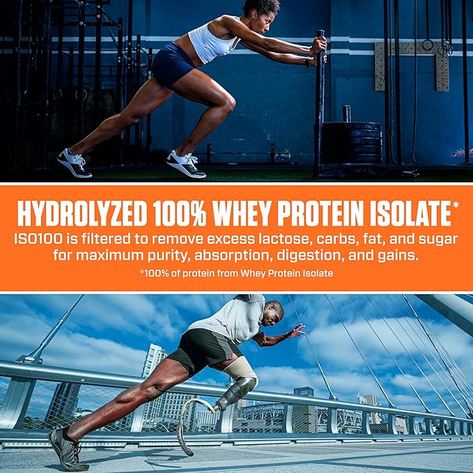 Dymatize x Dunkin' Cappuccino ISO100 Whey Protein Powder, 95mg Caffeine, 25g of Protein5.5g BCAAs, 120 Cal., Gluten Free, 1g Fat, 1g Sugar, 2g Carb (20 Servings)