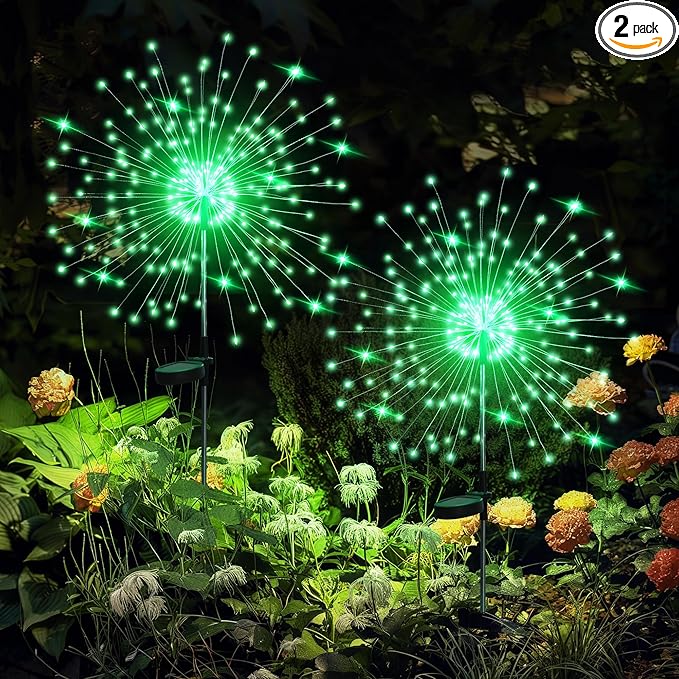 GIGALUMI Garden Outdoor Decor Lights 120LED 2Pack, Solar Garden Lights for Yard Outside Fairy Decorative,Solar Powered for Yard Pathway Flowerbed Planter Balcony Patio Decor（Green）