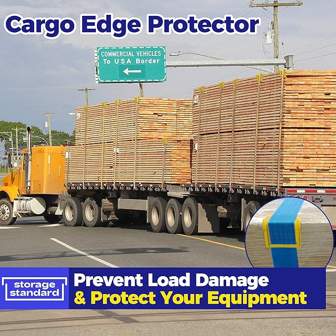 24 Pack Edge Corner Protector With Carrying Case for Flatbed Cargo Load Truck Shipping - 4'' x 6'' Winch Ratchet Straps Plastic Protectors Yellow