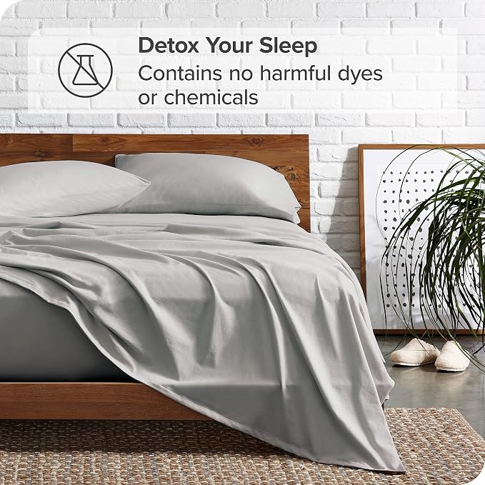 Bare Home Split King Sheet Set - 1800 Ultra-Soft Microfiber Bed Sheets - Double Brushed - Deep Pockets - Easy Fit - 5 Piece Set - Bedding Sheets & Pillowcases (Split King, Light Grey)