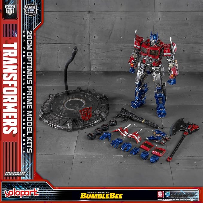 YOLOPARK Transformers: Bumblebee Optimus Prime Action Figure with Dual Modes - Cybertron & Earth,AMK PRO Series 7.87 Inch Highly Articulated Transformer Toys for Ages 15 and Up,No Converting Model Kit