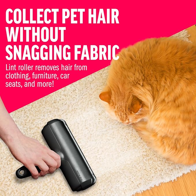 ChomChom Roller Pet Hair Remover and Reusable Lint Roller - Original White, Black Cat and Dog Hair Remover